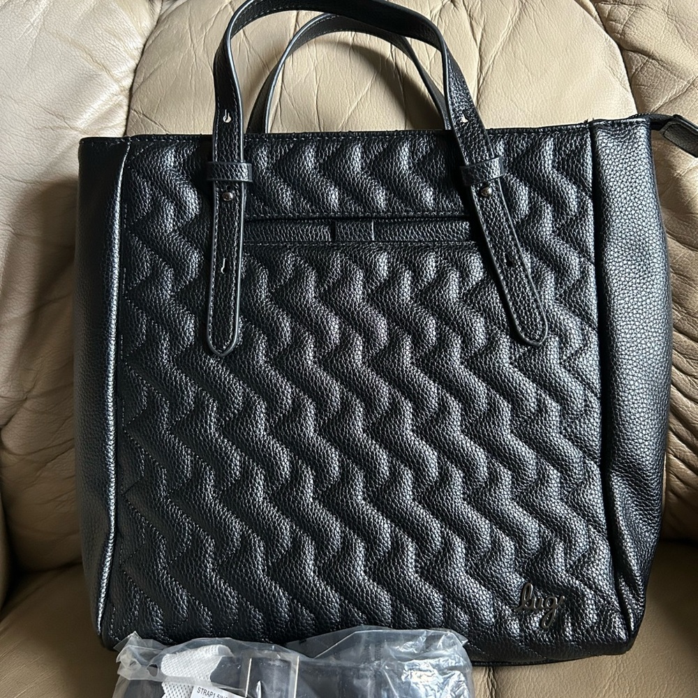 Lug Charter Classic Vegan Leather Convertible Tote Bag Black